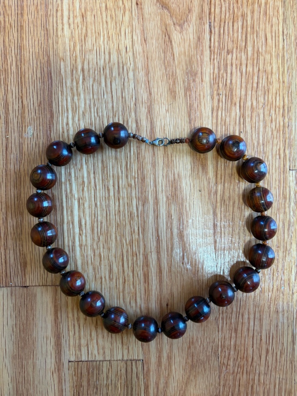 Handmade Brown Wood Bead Necklace